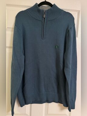L.L.Bean Cotton Quarter Zip Pullover Sweater Blue L